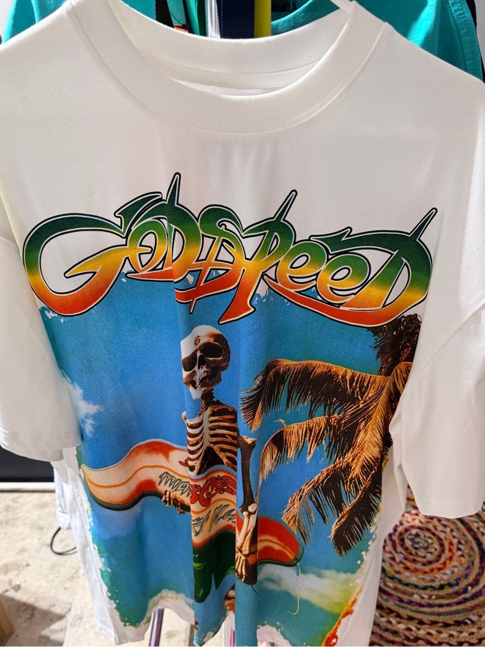 White Graphic Unisex - Tropical Skeleton Design